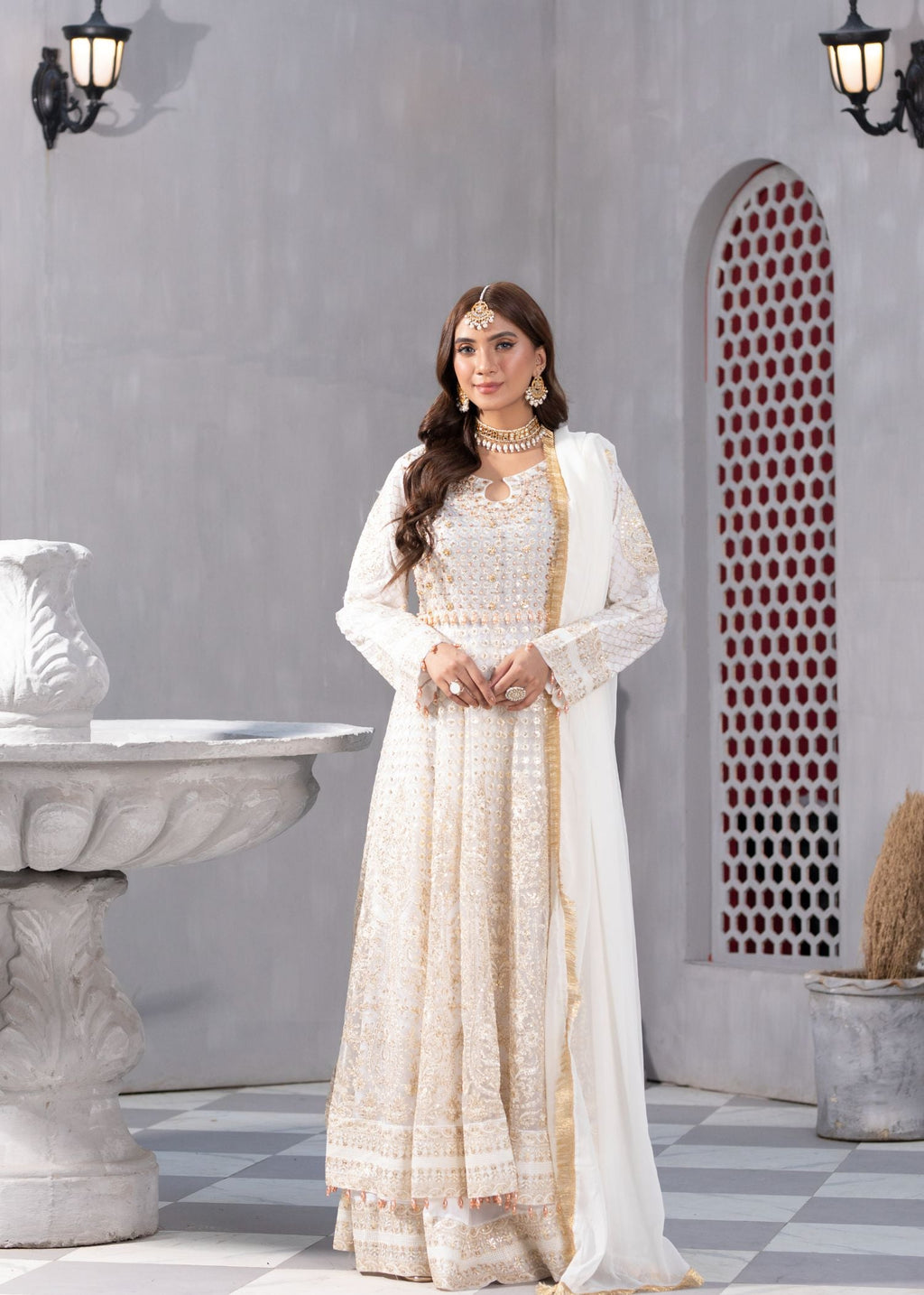Manahils KURTI B 002 WHITE SPARKLE Women 3pcs