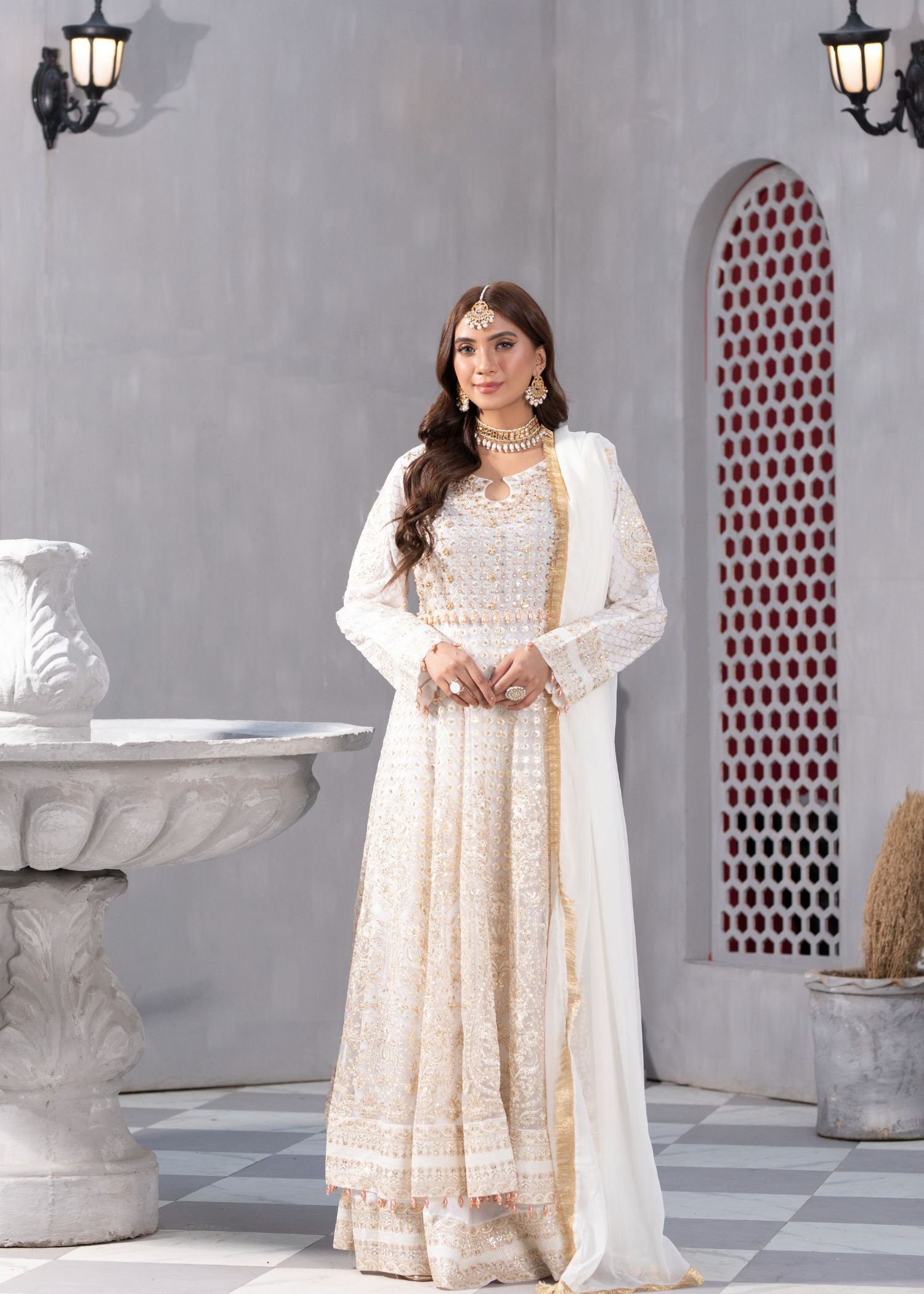 Manahils KURTI B 002 WHITE SPARKLE Women 3pcs