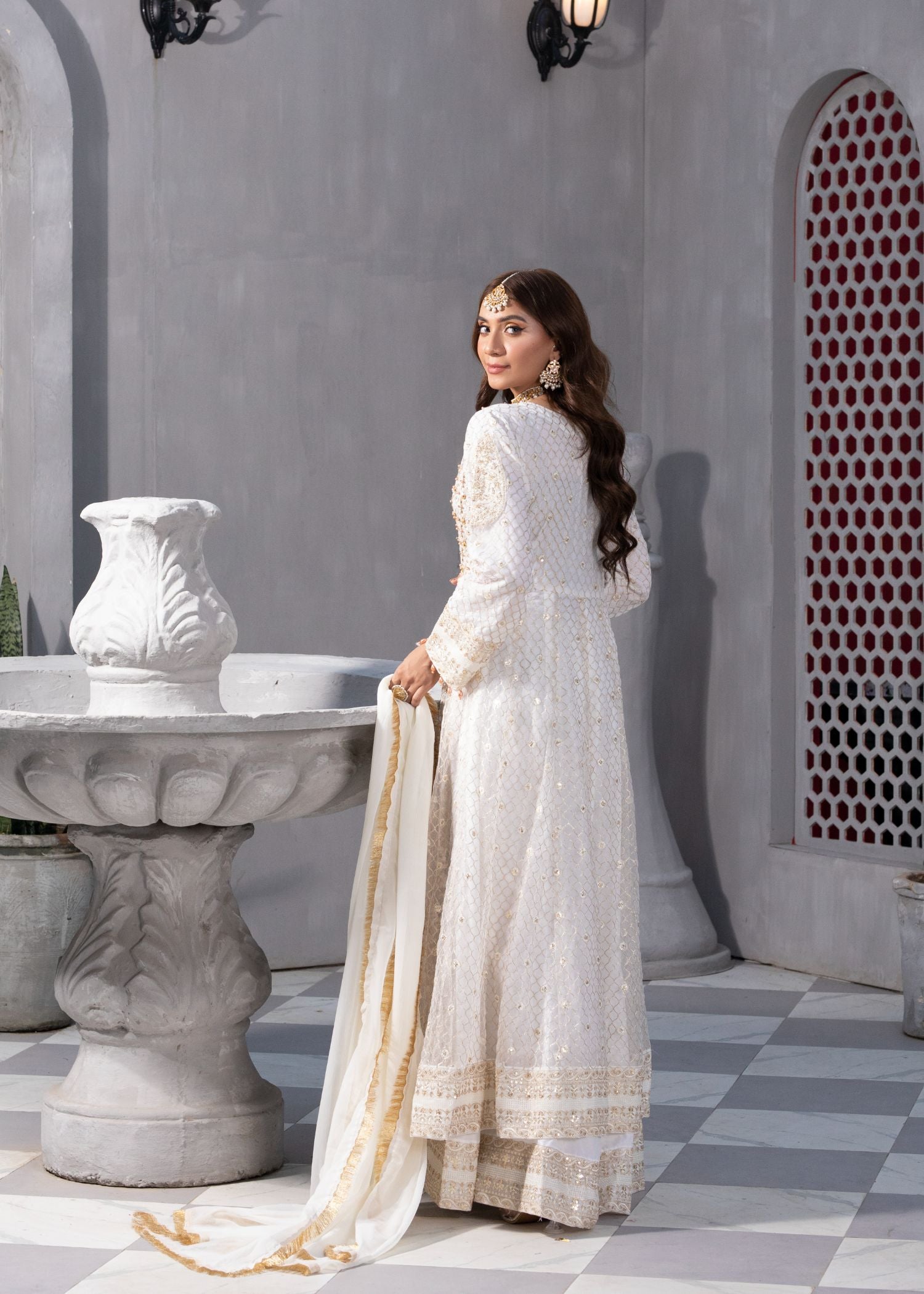 Manahils KURTI B 002 WHITE SPARKLE Women 3pcs