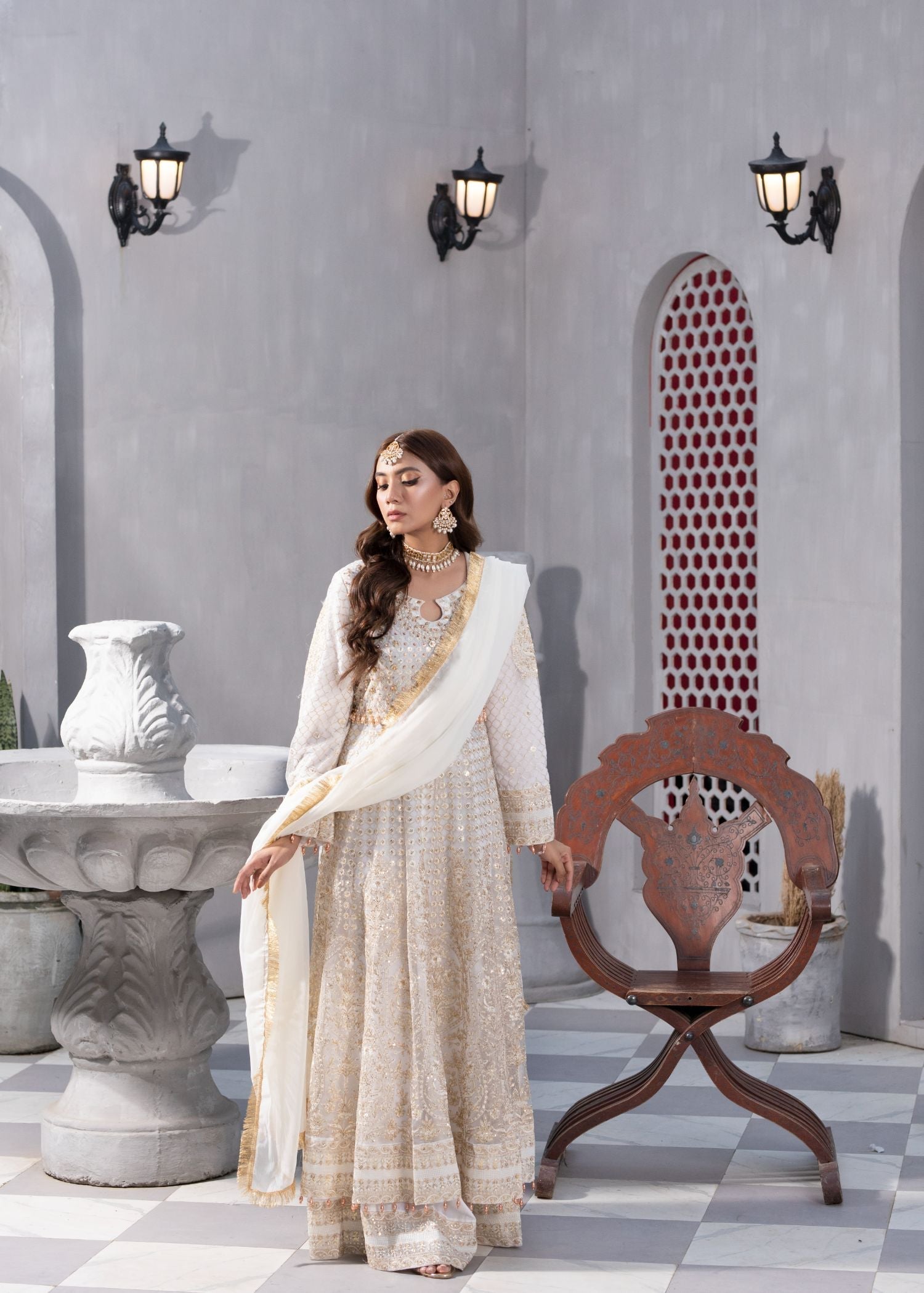 Manahils KURTI B 002 WHITE SPARKLE Women 3pcs