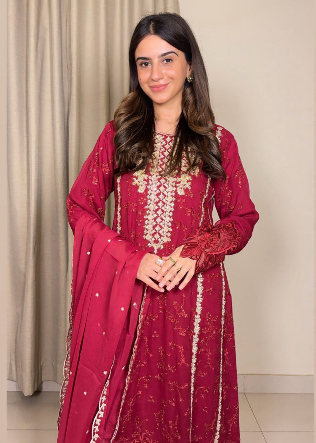 Ayesha B maroon (sahaful) Women 3pcs