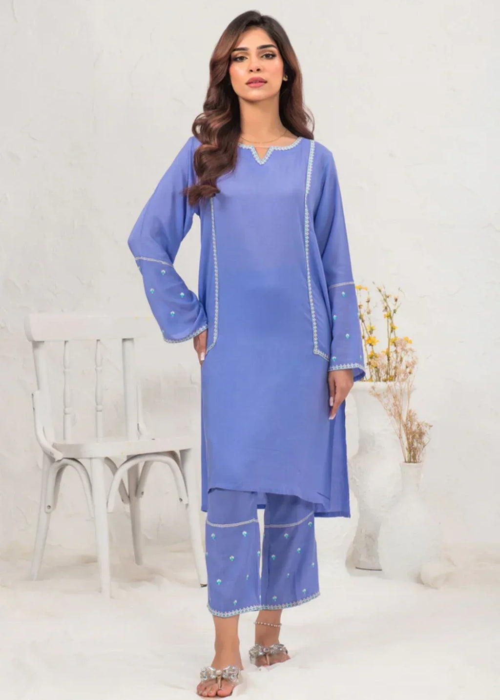 Ochre Cotton Embroidered Suit (SOLE 05) Women 2pcs