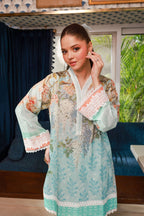 Dhanak SS24DC 2523 SKY BLUE LAWN PRINTED KURTA WITH TROUSER Women 2pcs