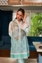 Dhanak SS24DC 2523 SKY BLUE LAWN PRINTED KURTA WITH TROUSER Women 2pcs