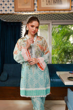 Dhanak SS24DC 2523 SKY BLUE LAWN PRINTED KURTA WITH TROUSER Women 2pcs