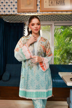 Dhanak SS24DC 2523 SKY BLUE LAWN PRINTED KURTA WITH TROUSER Women 2pcs