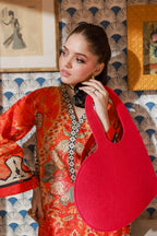 Dhanak SS24DC 2525 ORANGE LAWN PRINTED KURTA WITH TROUSER Women 2pcs