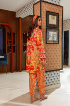 Dhanak SS24DC 2526 ORANGE LAWN PRINTED KURTA WITH TROUSER Women 2pcs