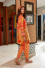 Dhanak SS24DC 2526 ORANGE LAWN PRINTED KURTA WITH TROUSER Women 2pcs