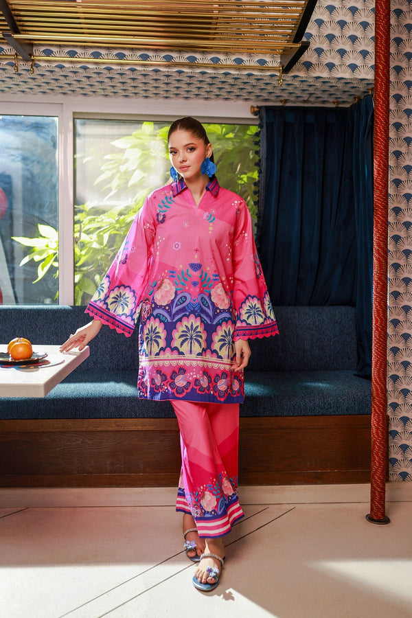Dhanak SS24DC 2527 PINK LAWN PRINTED KURTA WITH TROUSER Women 2pcs