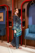 Dhanak SS24DC 2530 NAVY BLUE LAWN PRINTED KURTA WITH TROUSER Women 2pcs
