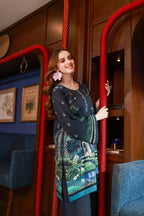 Dhanak SS24DC 2530 NAVY BLUE LAWN PRINTED KURTA WITH TROUSER Women 2pcs