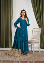 Hkb Officials IZEL 2 Raw Silk Zinc Blue Women 3pcs