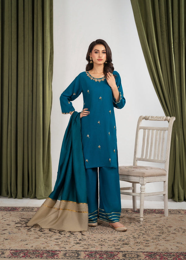 Hkb Officials IZEL 2 Raw Silk Zinc Blue Women 3pcs