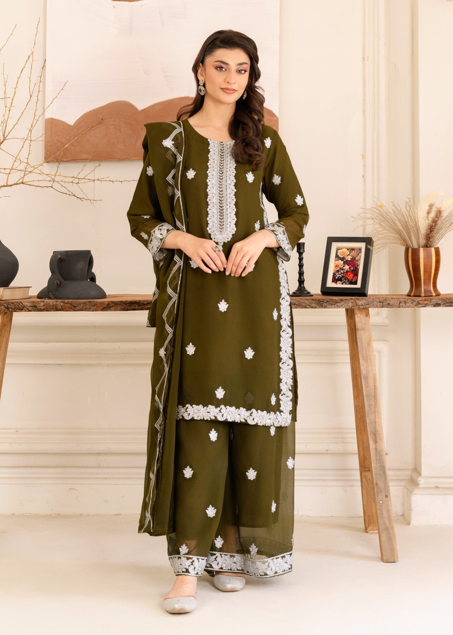 Four Season Boutique HASEENS DARK OLIVE GREEN Women 3pcs