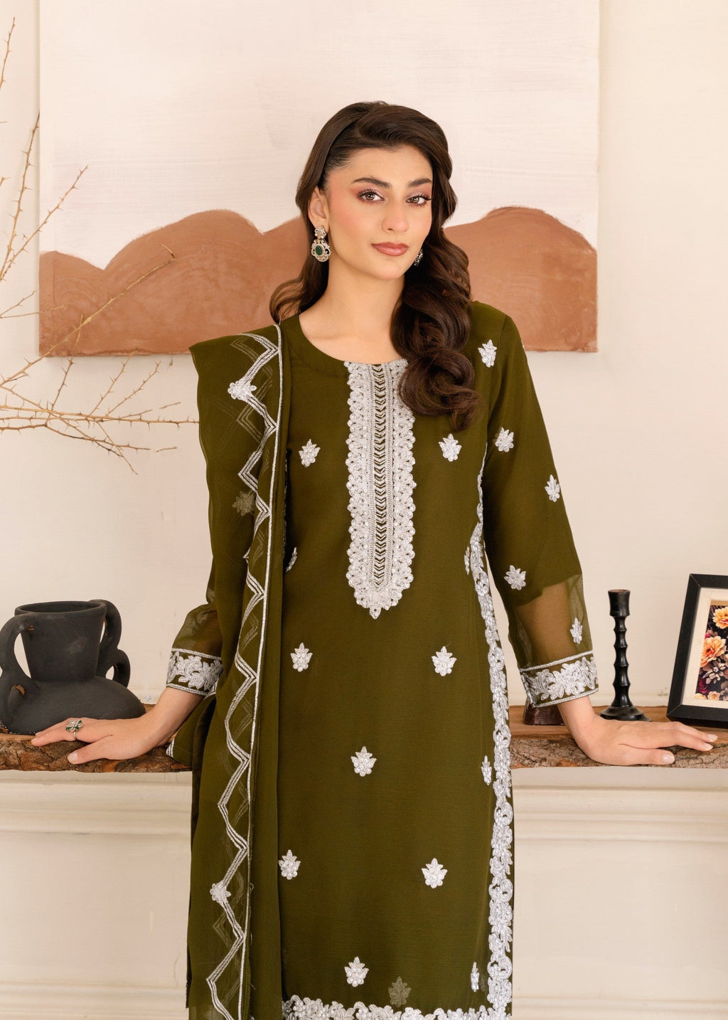 Four Season Boutique HASEENS DARK OLIVE GREEN Women 3pcs