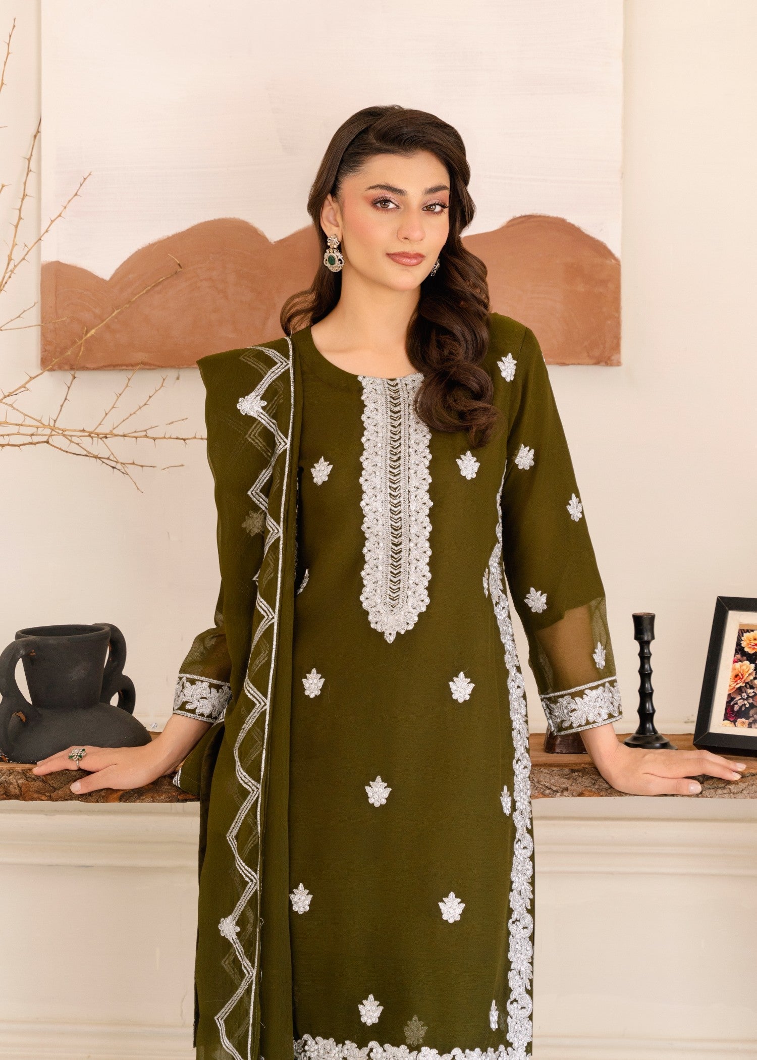 Four Season Boutique HASEENS DARK OLIVE GREEN Women 3pcs