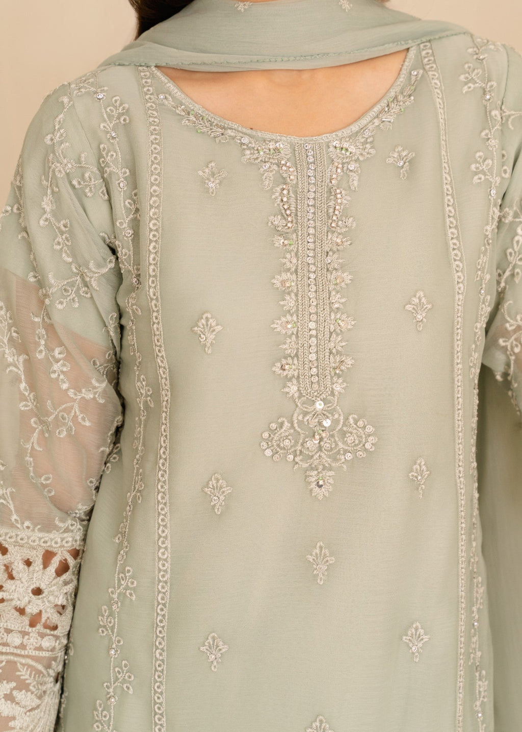 Four Season Boutique CUTWORK CHIFFON PASTEL GREEN Women 3pcs