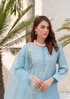 Kashaf Ice Blue Farshi shalwar cotton silk Women 3pcs