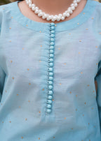 Kashaf Ice Blue Farshi shalwar cotton silk Women 3pcs