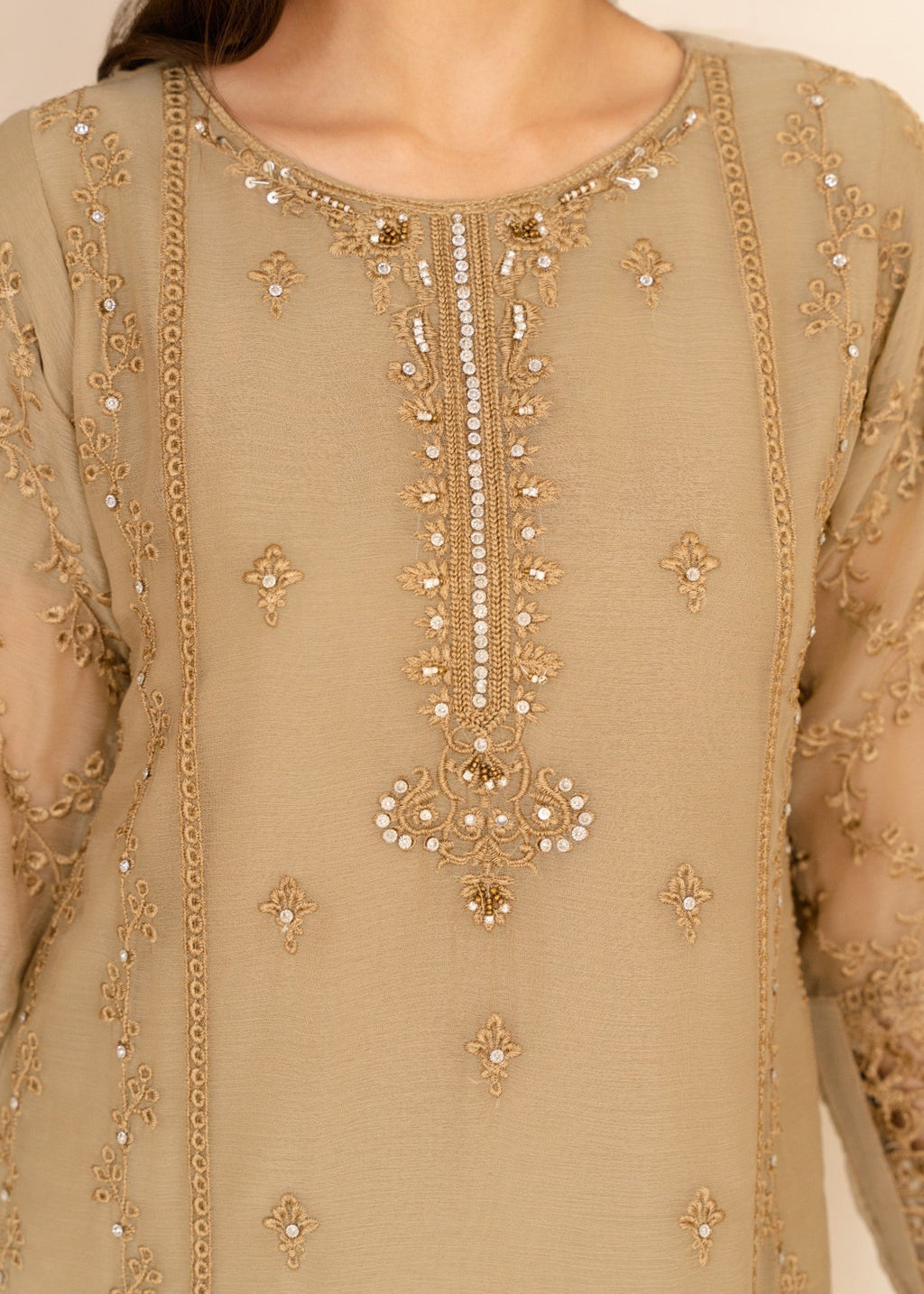 Four Season Boutique CUTWORK CHIFFON BEIGE Women 3pcs