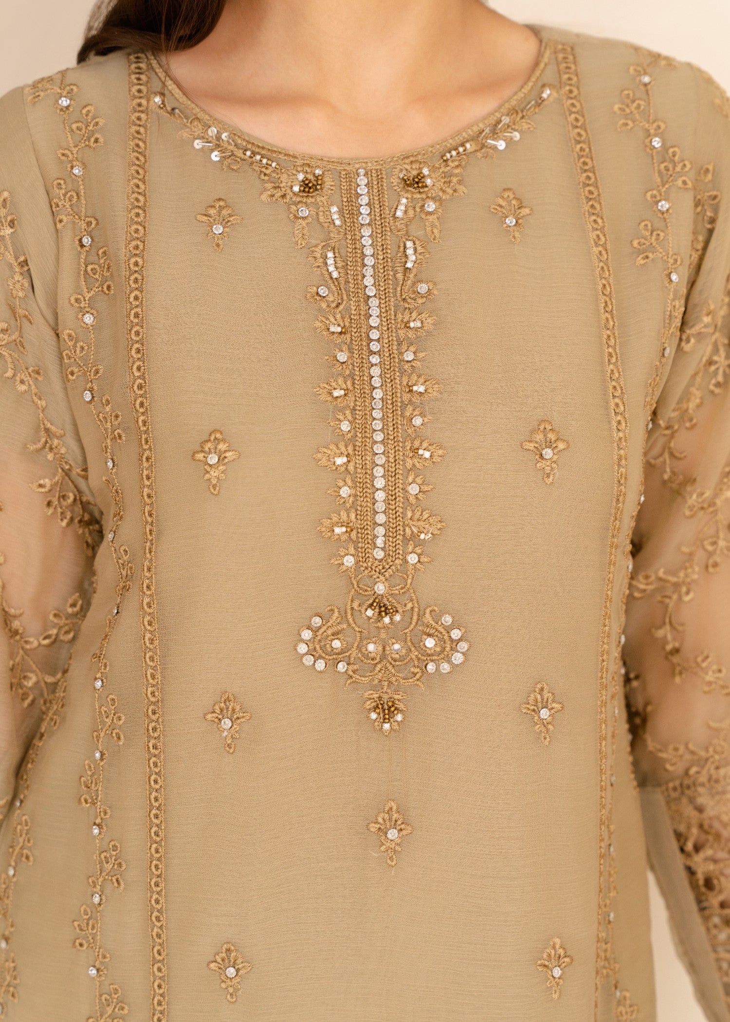 Four Season Boutique CUTWORK CHIFFON BEIGE Women 3pcs