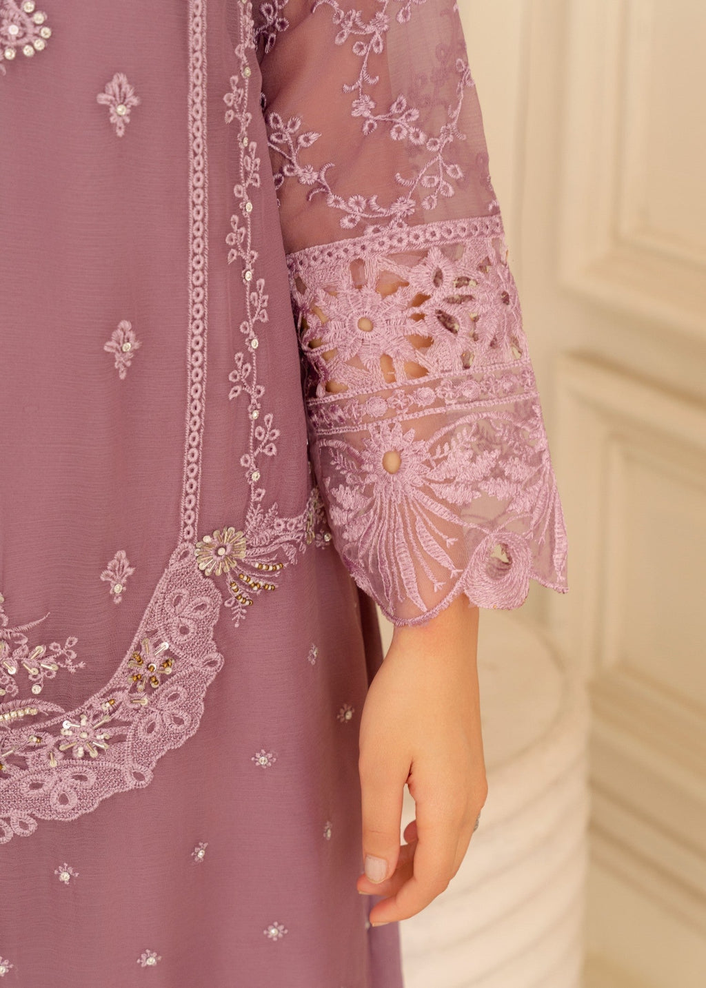 Four Season Boutique CUTWORK CHIFFON MAUVE Women 3pcs