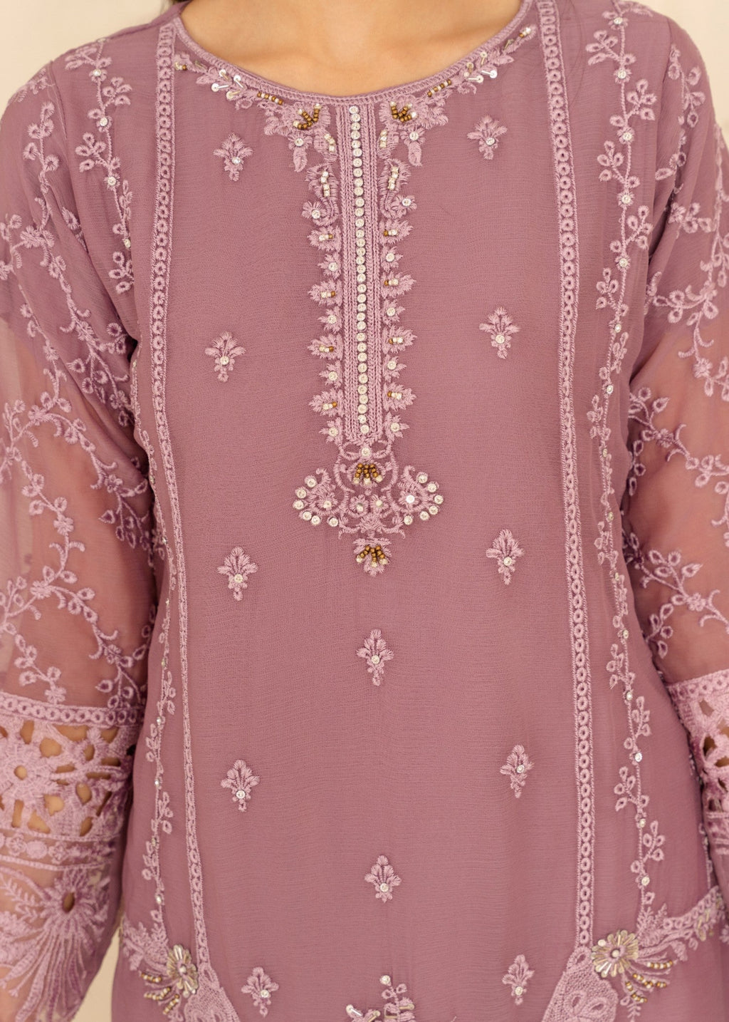 Four Season Boutique CUTWORK CHIFFON MAUVE Women 3pcs