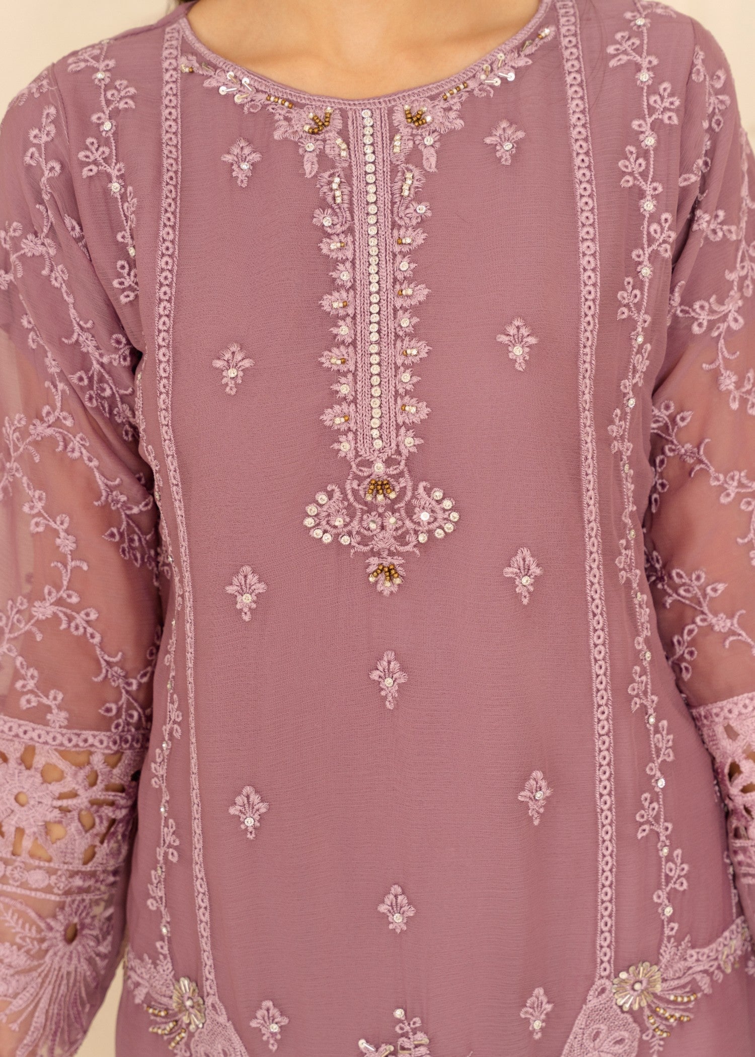 Four Season Boutique CUTWORK CHIFFON MAUVE Women 3pcs