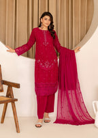 Four Season Boutique CUTWORK CHIFFON HOTPINK Women 3pcs