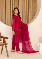 Four Season Boutique CUTWORK CHIFFON HOTPINK Women 3pcs