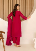 Four Season Boutique CUTWORK CHIFFON HOTPINK Women 3pcs