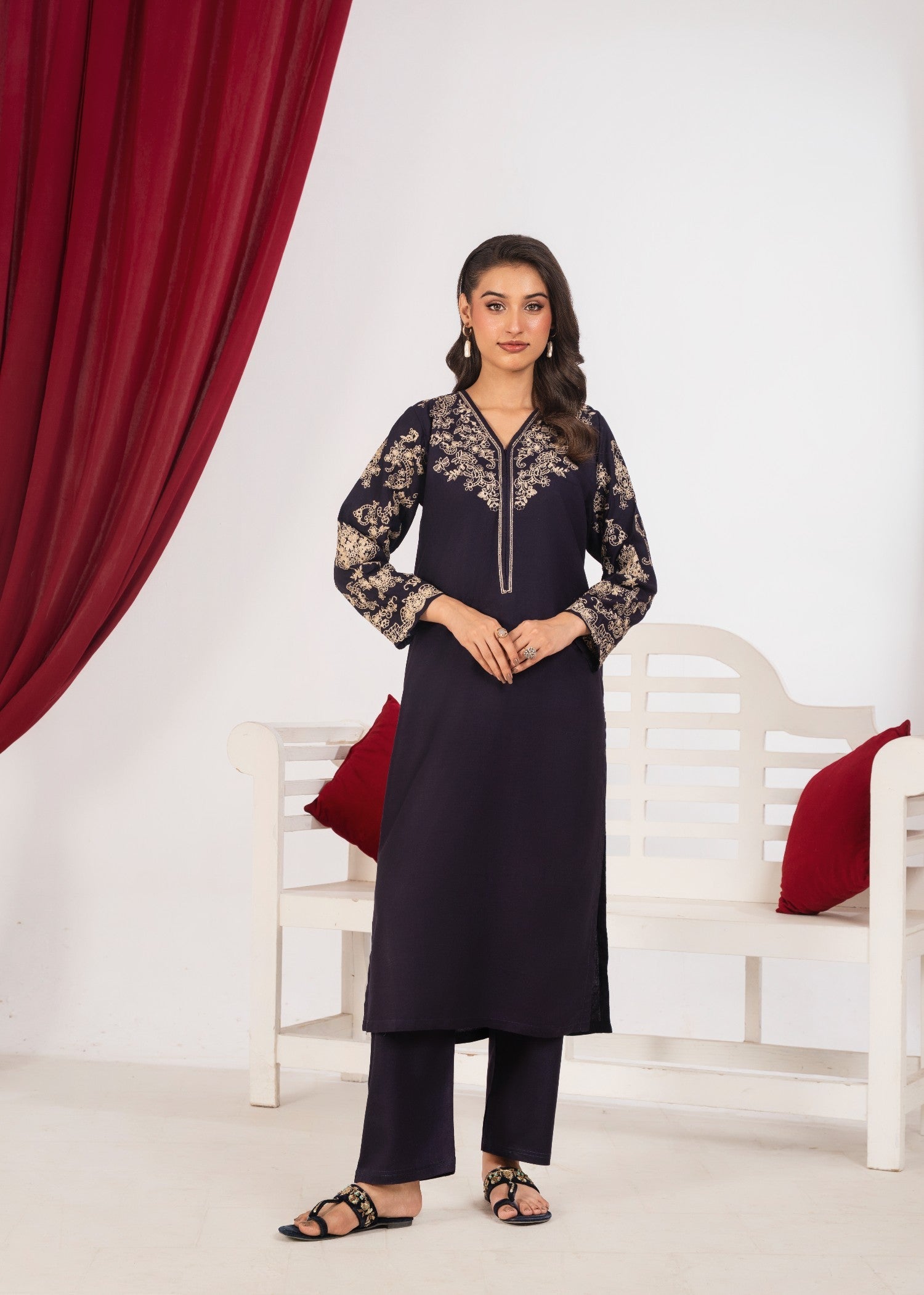 Shehroz Fashion GUL E RANG LILEN EMBROIDERY DRESS Women 2pcs