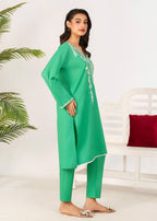 Ahlam By Safa Textile Embroidery Suit (parrot green) Women 2pcs