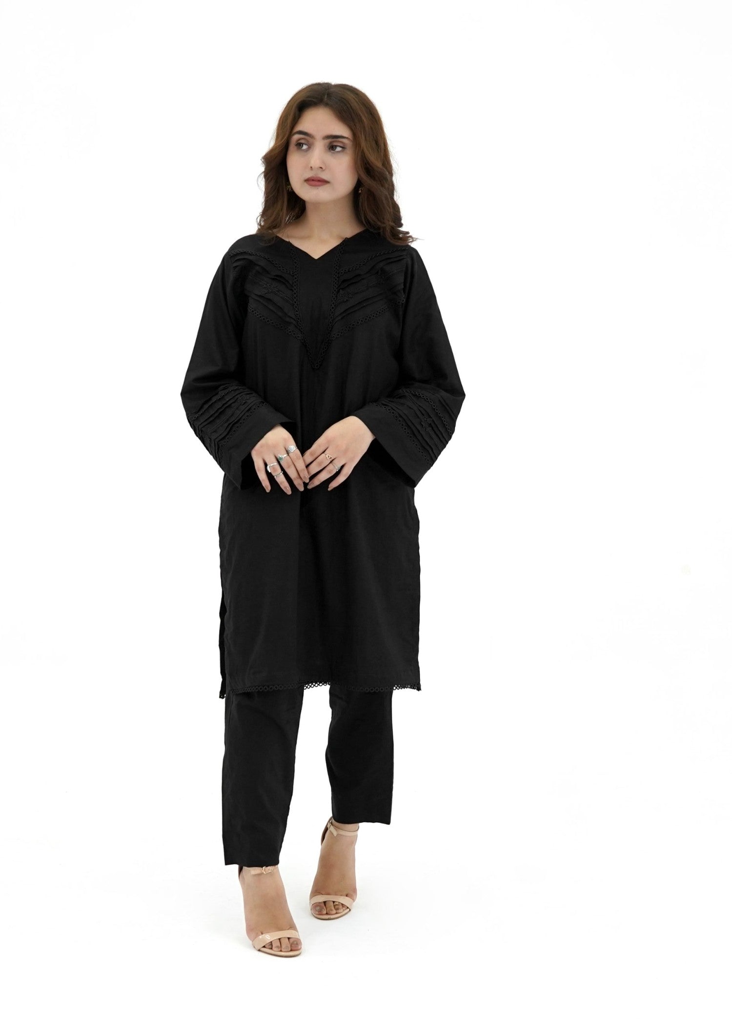 Pretbee Black Soft Cotton Cord Set Women 2pcs