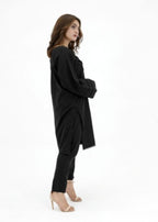 Pretbee Black Soft Cotton Cord Set Women 2pcs