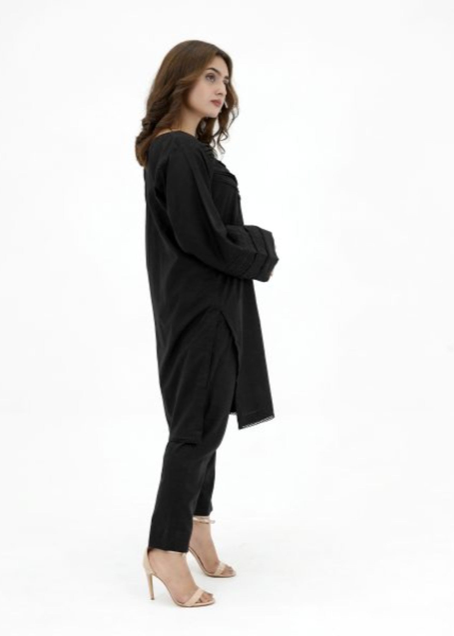 Pretbee Black Soft Cotton Cord Set Women 2pcs