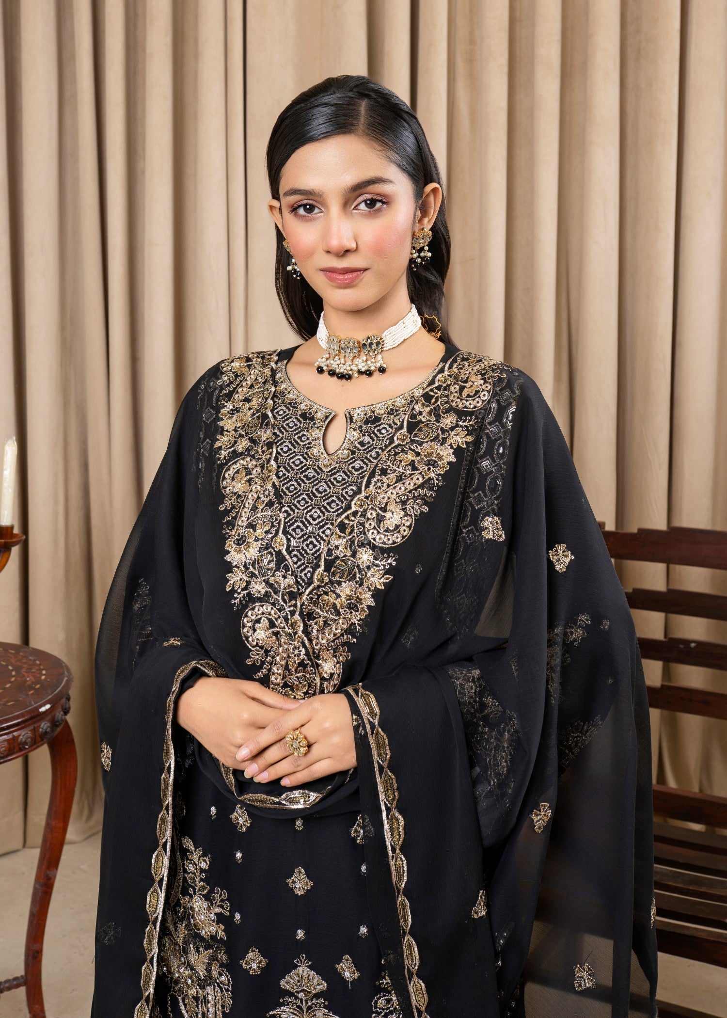 Four Season Boutique ESHAL CHIFFON BLACK Women 3pcs