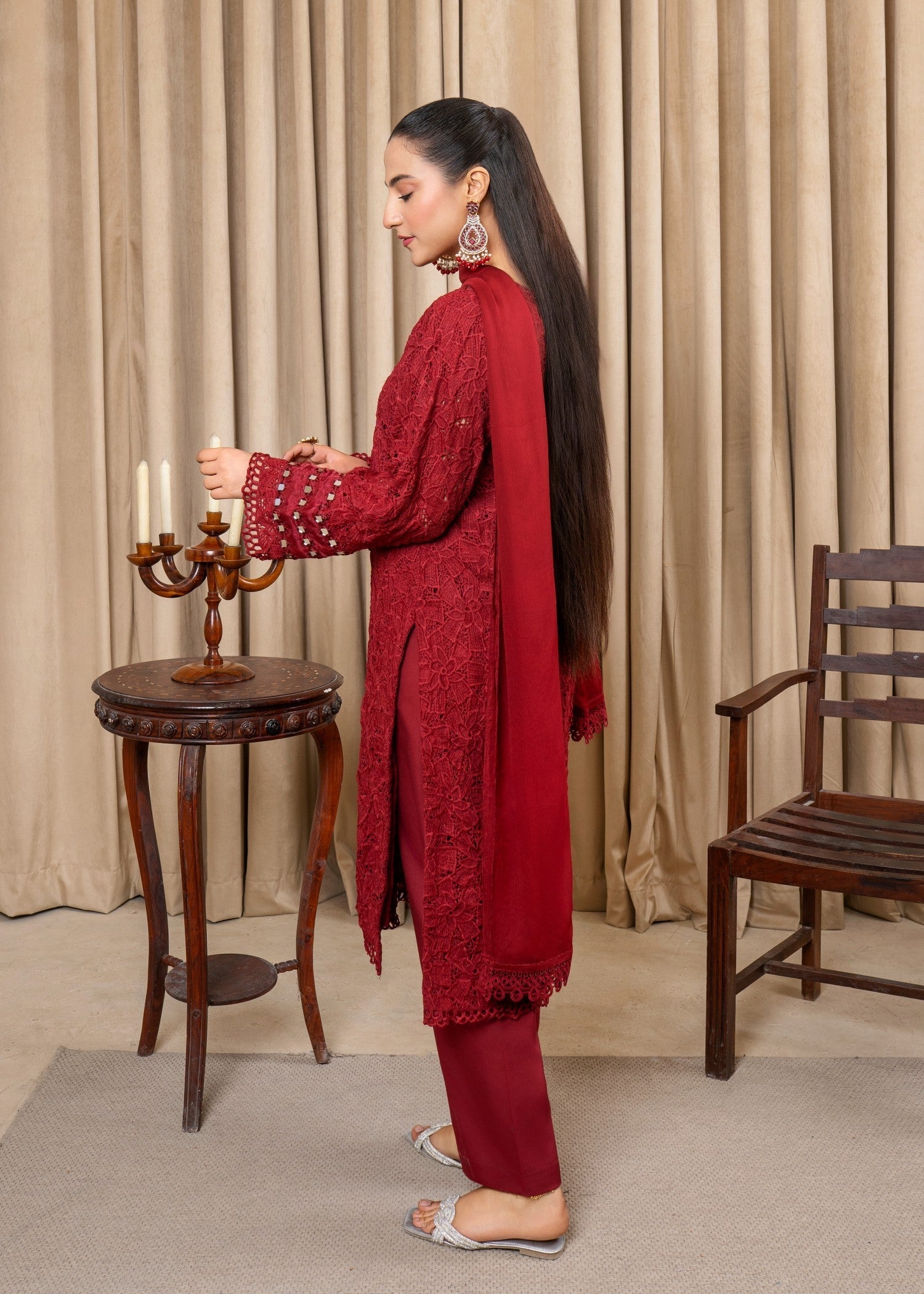 Four Season Boutique COTTON NET MAROON Women 3pcs