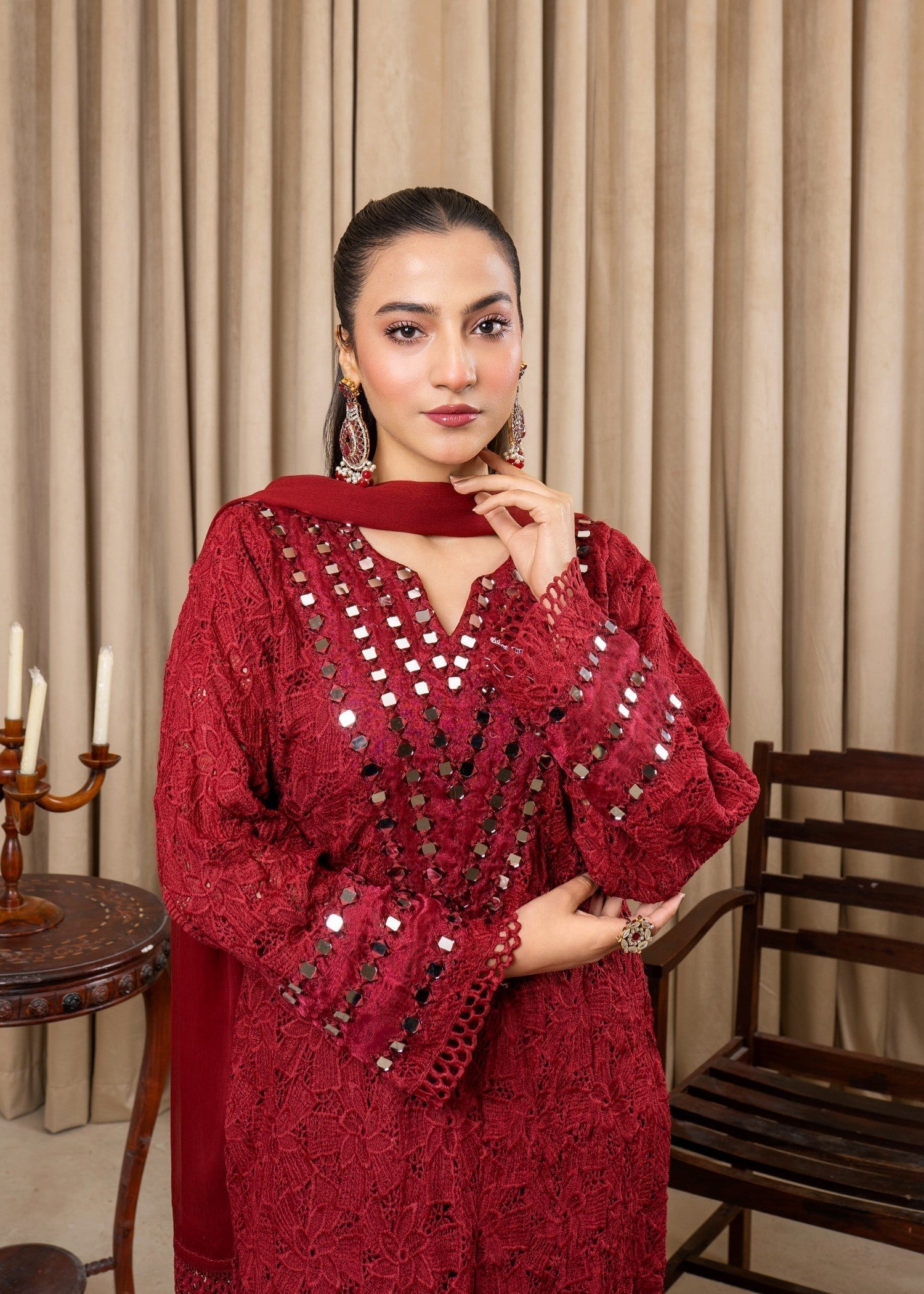 Four Season Boutique COTTON NET MAROON Women 3pcs