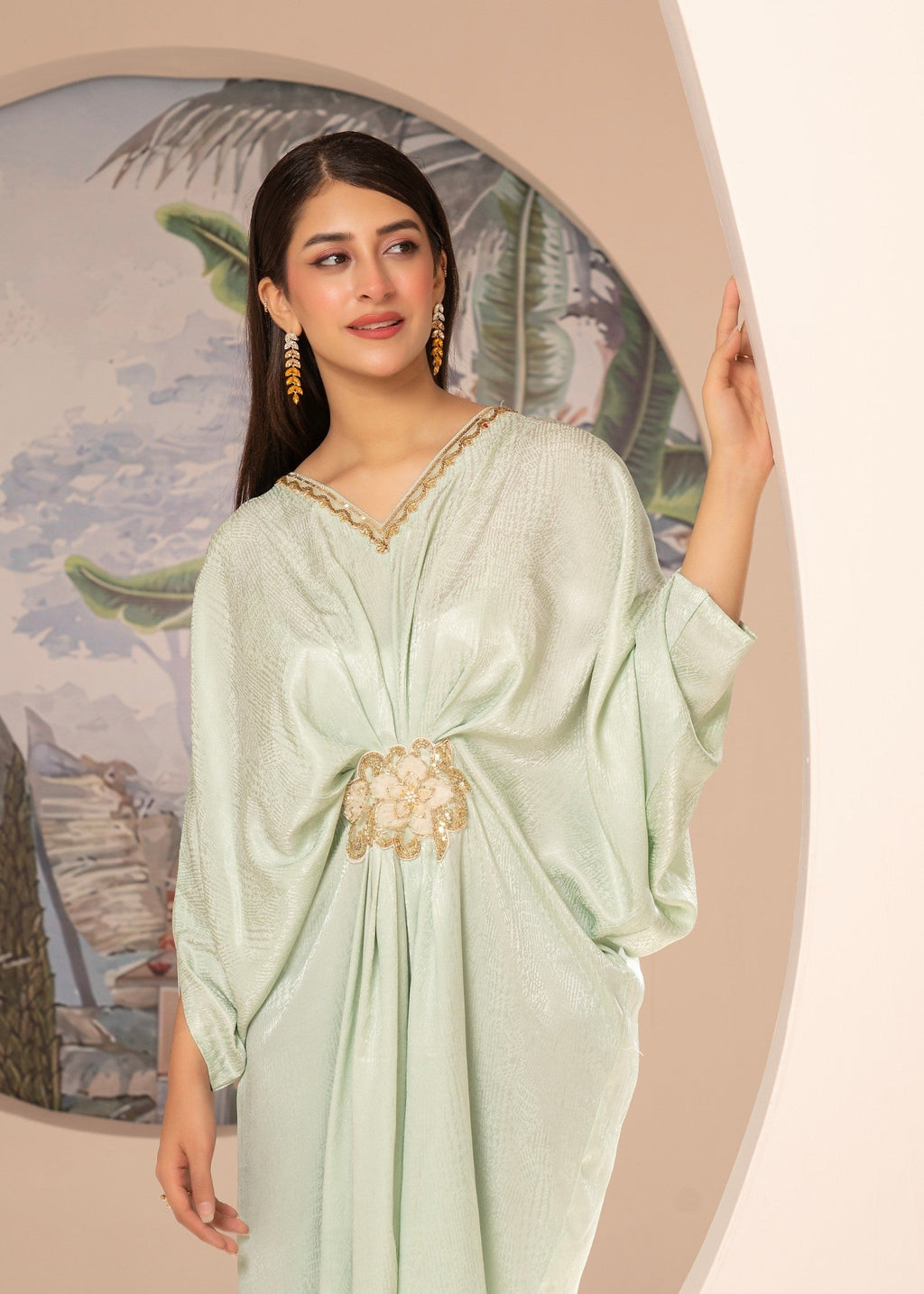 Ray Online Store Mint Embellished Kaftan Women 1pcs