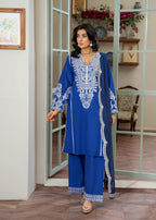 Akhrot Clothing Royal Blue White Women 3pcs