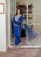 Akhrot Clothing Royal Blue White Women 3pcs