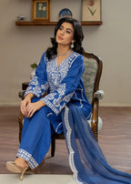 Akhrot Clothing Royal Blue White Women 3pcs