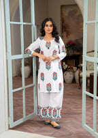 Akhrot Clothing White Embroidered Co Ord Women 2pcs