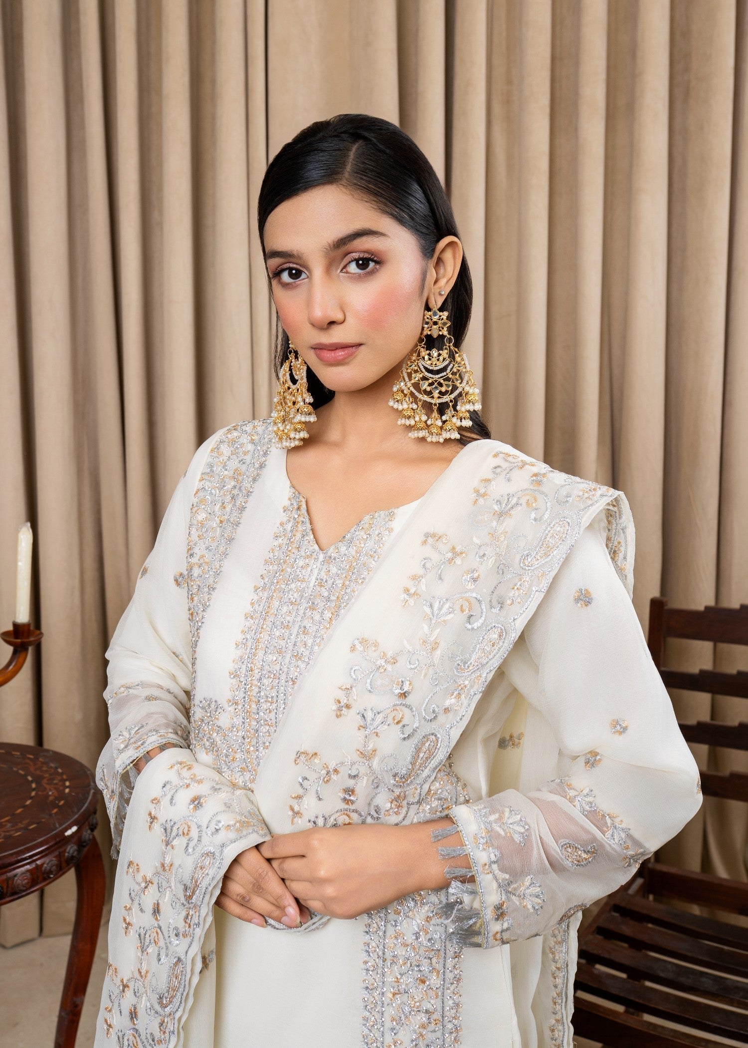 Four Season Boutique DILRUBA CHIFFON CREAM Women 3pcs