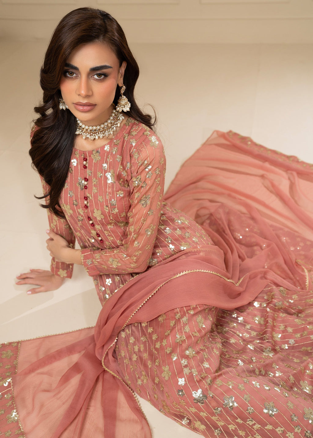 Ayesha Closet MUSKAAN CORAL PINK Women 3pcs