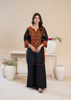 Sajfi Closet Sheen Embroidered Stitched Suit for Women Women 2pcs