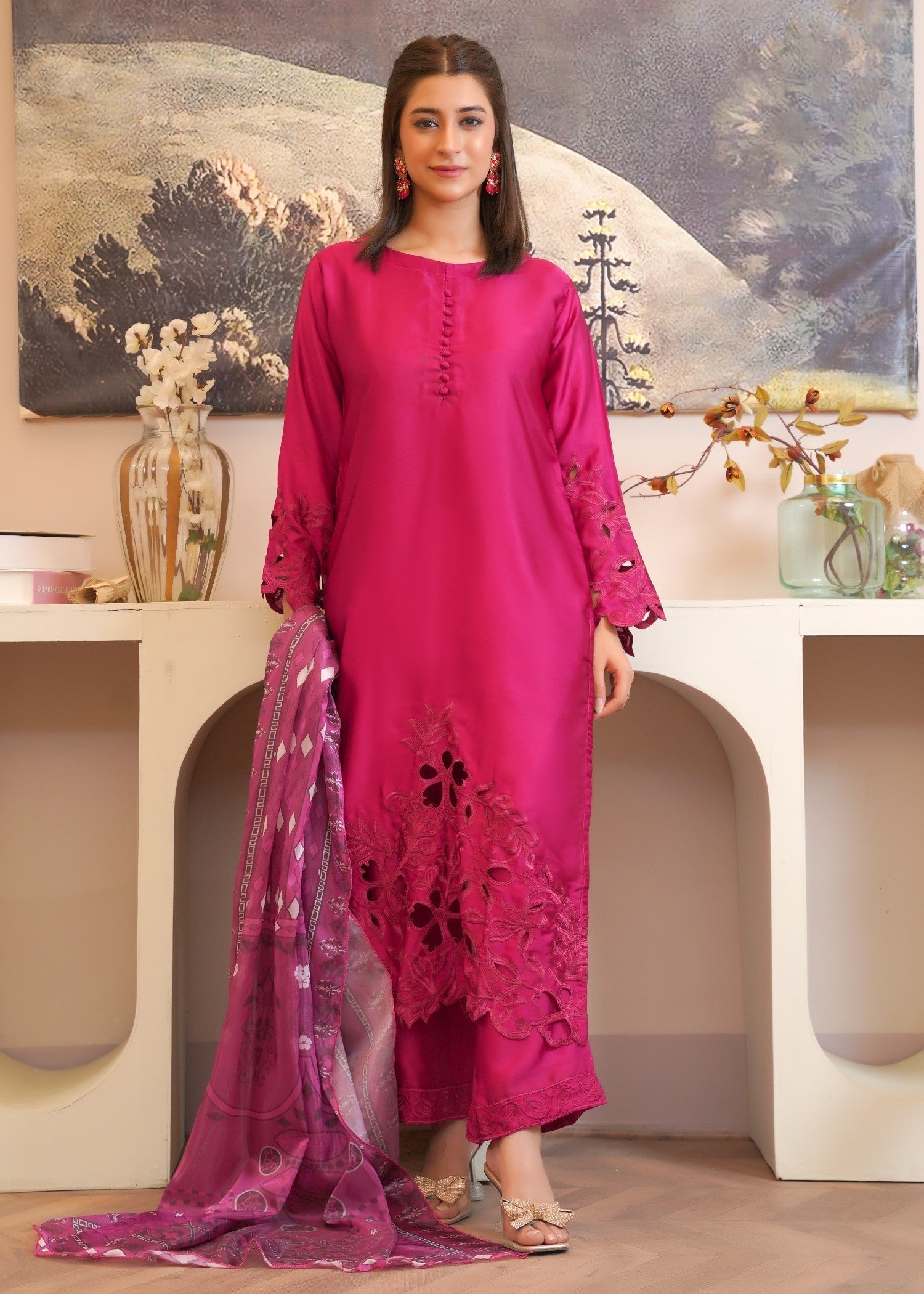 Rangoon Clothing Kohinoor hotpink Women 3pcs