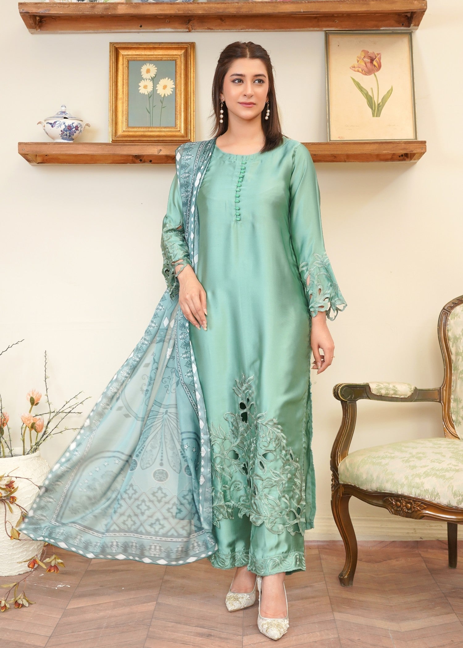 Rangoon Clothing Kohinoor Pistachio Women 3pcs